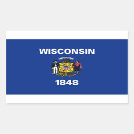 Rectangulaire Sticker à drapeau de l'État du Wisconsin