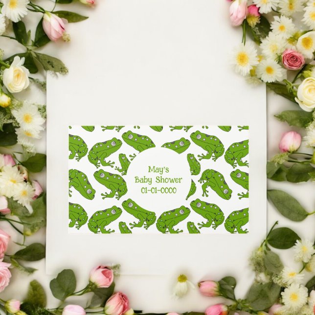 Rectangulaire Sticker à grenouille verte (Frog Baby Shower party theme sticker,birthday party sticker,gift pack,envelope,return gift sticker)