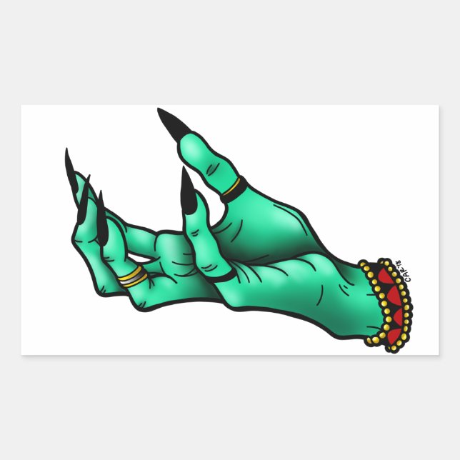 Rectangulaire Sticker à main pour sorcière Halloween (Devant)