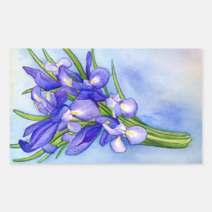Rectangulaire Sticker à peinture à fleurs Iris Bouquet
