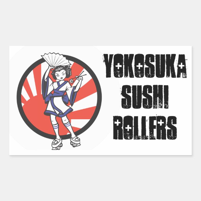 Rectangulaire Sticker à roulettes Yokosuka Sushi 2 (Devant)