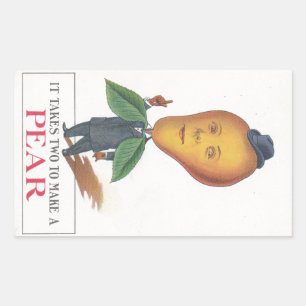 Rectangulaire Sticker Antique Antrhopomorphes Fruit Pear Man Pun