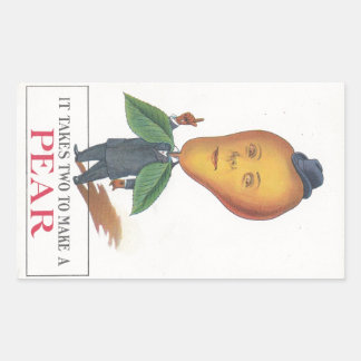 Rectangulaire Sticker Antique Antrhopomorphes Fruit Pear Man Pun