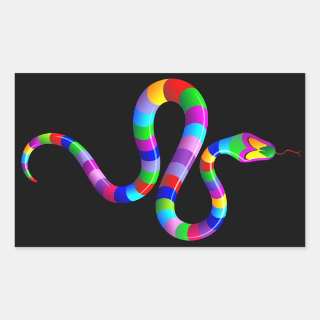 Rectangulaire Sticker arc-en-ciel psychédélique serpent (Devant)