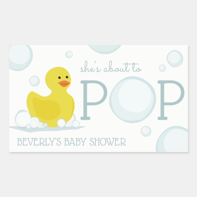Rectangulaire Sticker Baby shower en caoutchouc sur le point de  (Devant)