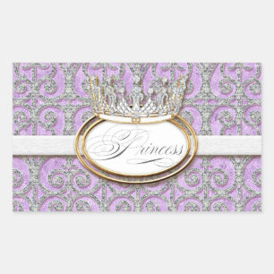 Rectangulaire Sticker Baby shower Royal Princess Crown Girl