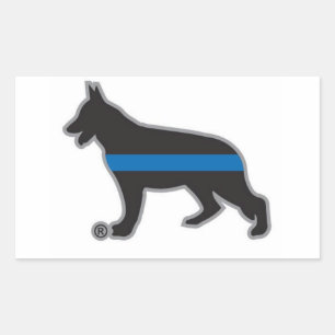 Rectangulaire Sticker berger allemand de ligne Bleu mince