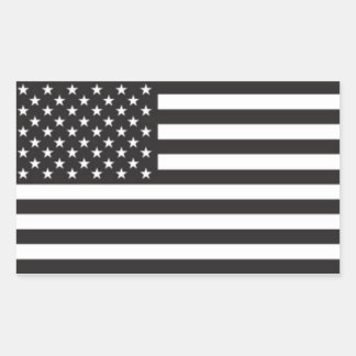 Rectangulaire Sticker Black & White American Flag de l'équipe ro