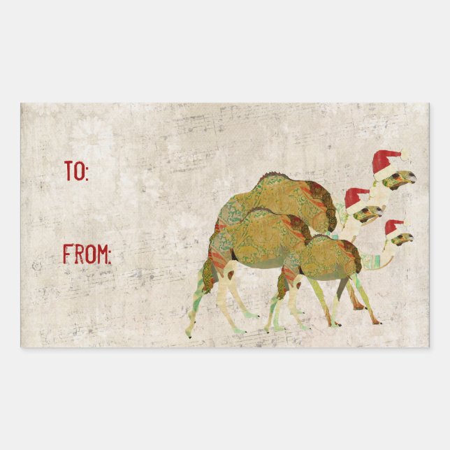 Rectangulaire Sticker cadeau Festiamy Dreamy Camels (Devant)