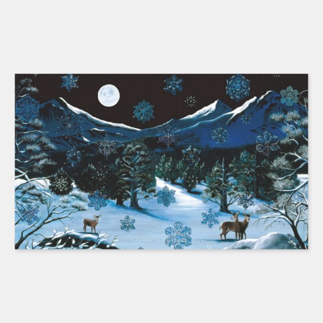 Rectangulaire Sticker Cascade Snowflake (Devant)