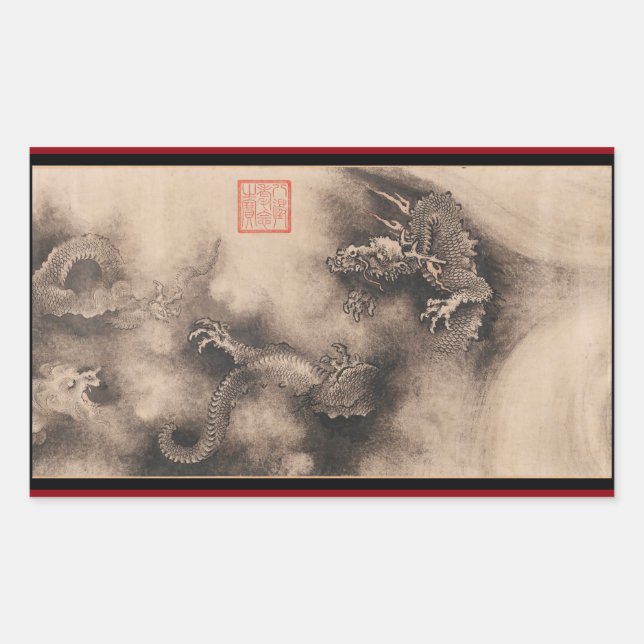 Rectangulaire Sticker chinois pour le nouvel an 2024 (Devant)