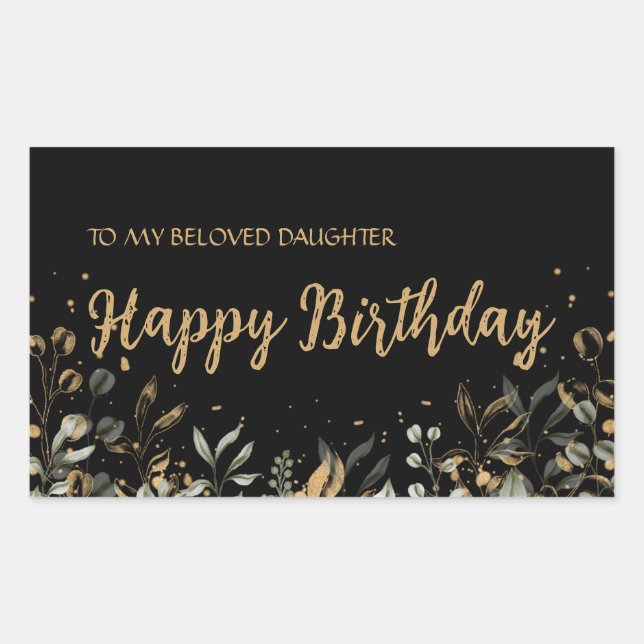 Rectangulaire Sticker d'anniversaire Black Gold (Devant)