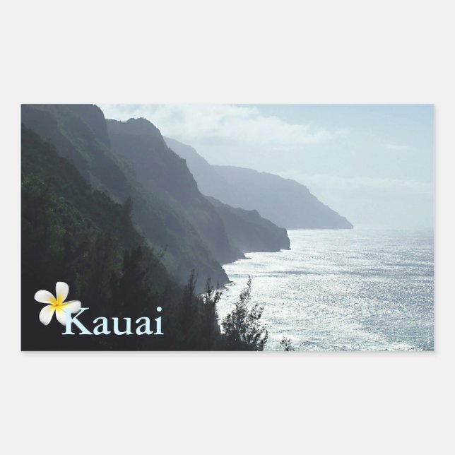 Rectangulaire Sticker de la côte de Na Pali (Devant)