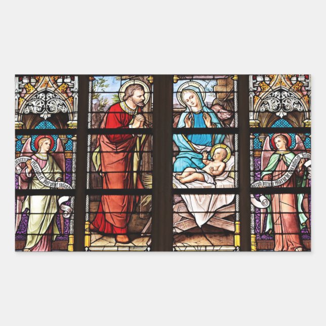 Rectangulaire Sticker de Noël de la fenêtre de l'église (Devant)