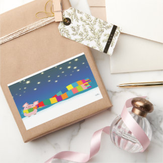 Rectangulaire Sticker de Noël du petit cochon