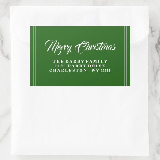 Rectangulaire Sticker de Noël Joyeux Vert (Sac)