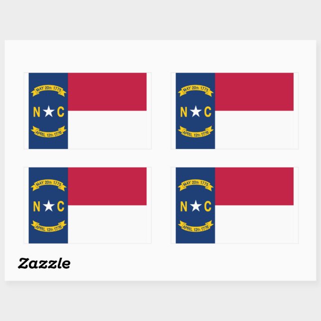 Rectangulaire Sticker Drapeau Caroline du Nord (Feuille)