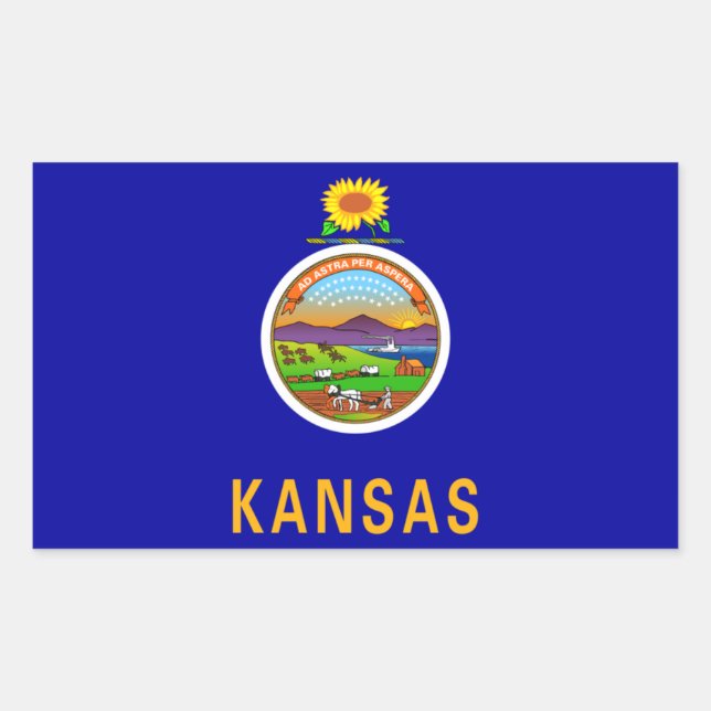 Rectangulaire Sticker Drapeau de l'État du Kansas (Devant)
