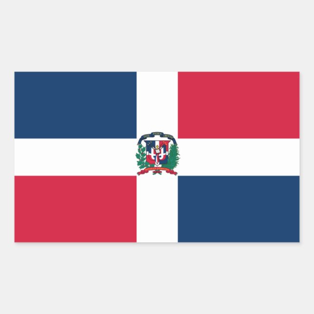 Rectangulaire Sticker Drapeau République Dominicaine (Devant)