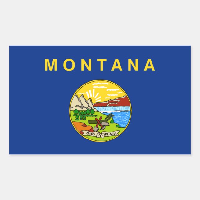 Rectangulaire Sticker du drapeau de l'État du Montana (Devant)