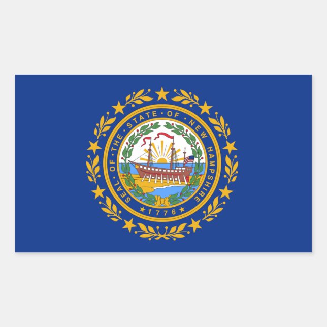 Rectangulaire Sticker du drapeau de l'État du New Hampshire (Devant)