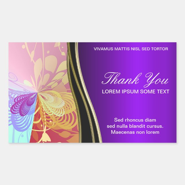 Rectangulaire Sticker en Merci Abstrait brillant violet (Devant)