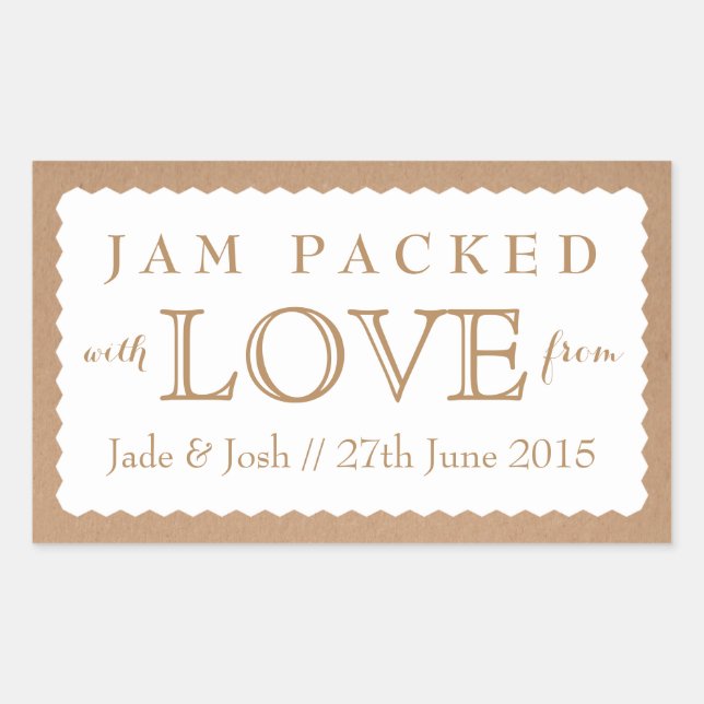Rectangulaire Sticker en papier Kraft Blanc Mariage Favor Jam Ja (Devant)