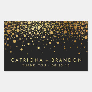 Rectangulaire Sticker Faux Black and Gold Foil Confetti Favorise