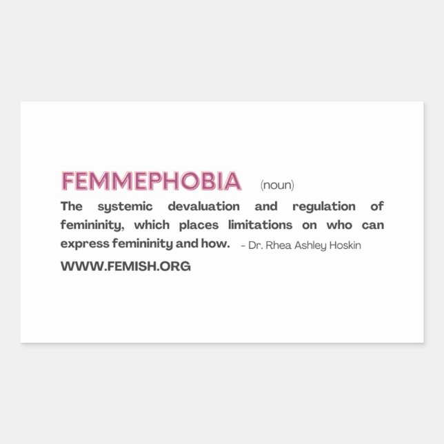 Rectangulaire Sticker FEMMEPHOBIA Rose (Devant)