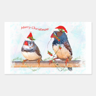 Rectangulaire Sticker Festive Finches