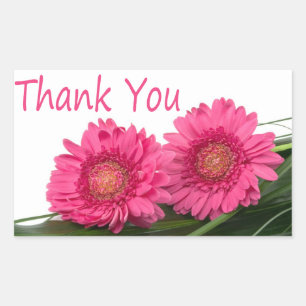 Rectangulaire Sticker floral Merci rose Gerbera Fleur marguerite