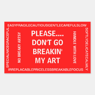 Rectangulaire Sticker fragile de l'artiste