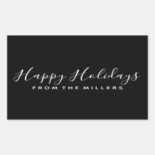 Rectangulaire Sticker Happy Holidays Script personnalisé