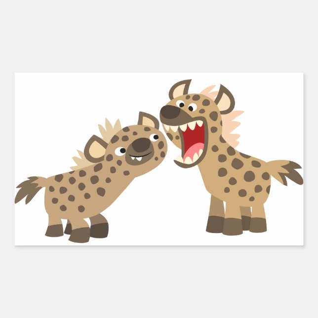 Rectangulaire Sticker Hyenas Cartoon Mignonne Big Teethed (Devant)