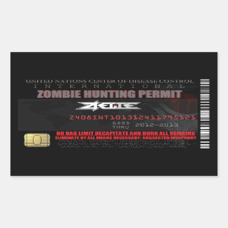 Rectangulaire Sticker international pour permis de chasse zombie