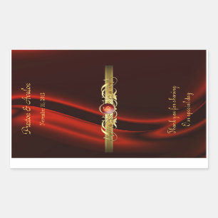 Rectangulaire Sticker Mariage en soie rouge or