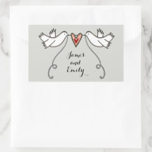 Rectangulaire Sticker Mariage pour colombes blanches personnalis