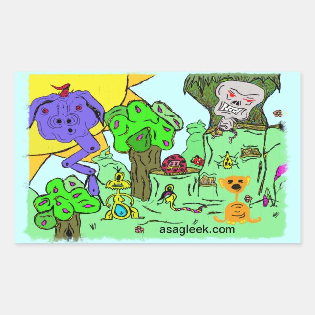 Rectangulaire Sticker Monster Valley (Devant)