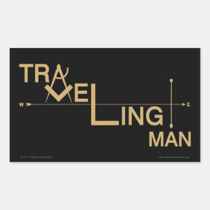 Rectangulaire Sticker Oblong Homme Voyageur