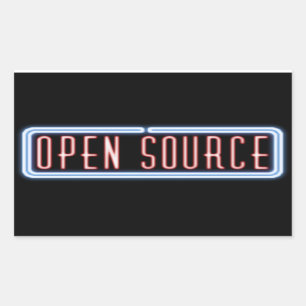 Rectangulaire Sticker Open Source Neon Sign