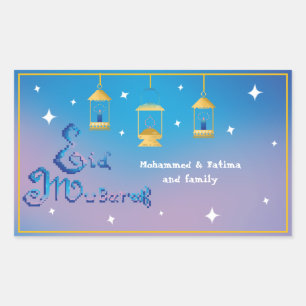 Rectangulaire Sticker Oval de l'Aïd Moubarak personnalisé