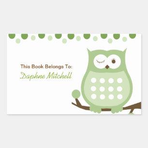Rectangulaire Sticker personnalisé en plaque de livre pour hibou