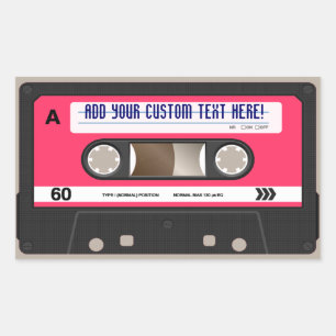 Rectangulaire Sticker personnalisé sur bande de cassette rose 80