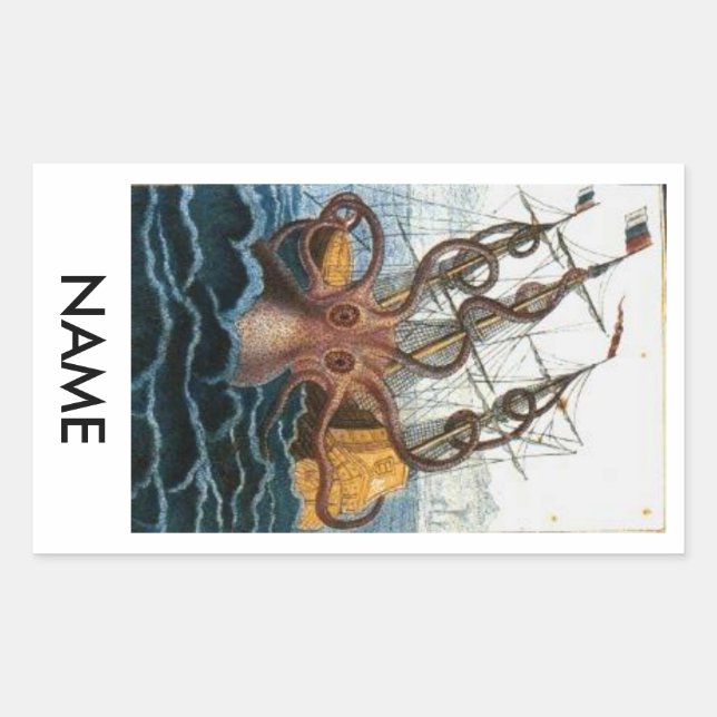 Rectangulaire Sticker Plaque de Livraison Octopus Sink (Devant)