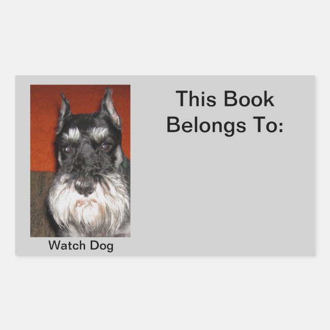 Rectangulaire Sticker pour chien de garde Schnauzer (Devant)