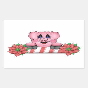 Rectangulaire Sticker pour cochon de Noël