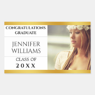 Rectangulaire Sticker pour graduation Félicitations personnalisé