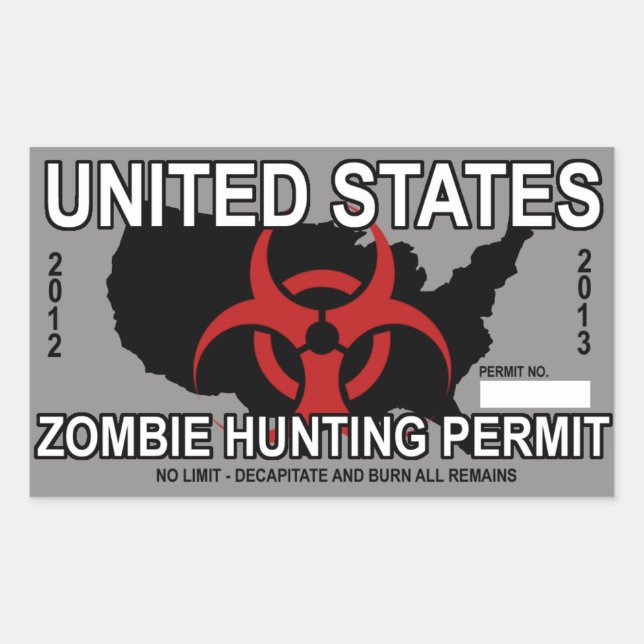 Rectangulaire Sticker pour permis de chasse zombie (Devant)