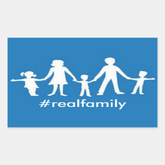 Rectangulaire Sticker #realfamily, valeurs traditionnelles du ma