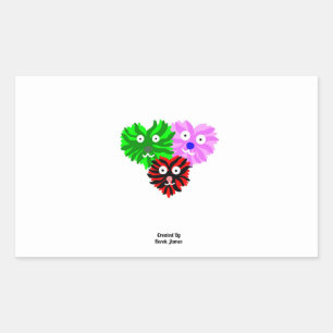 Rectangulaire Sticker Rectangle Coeur Fuzzies